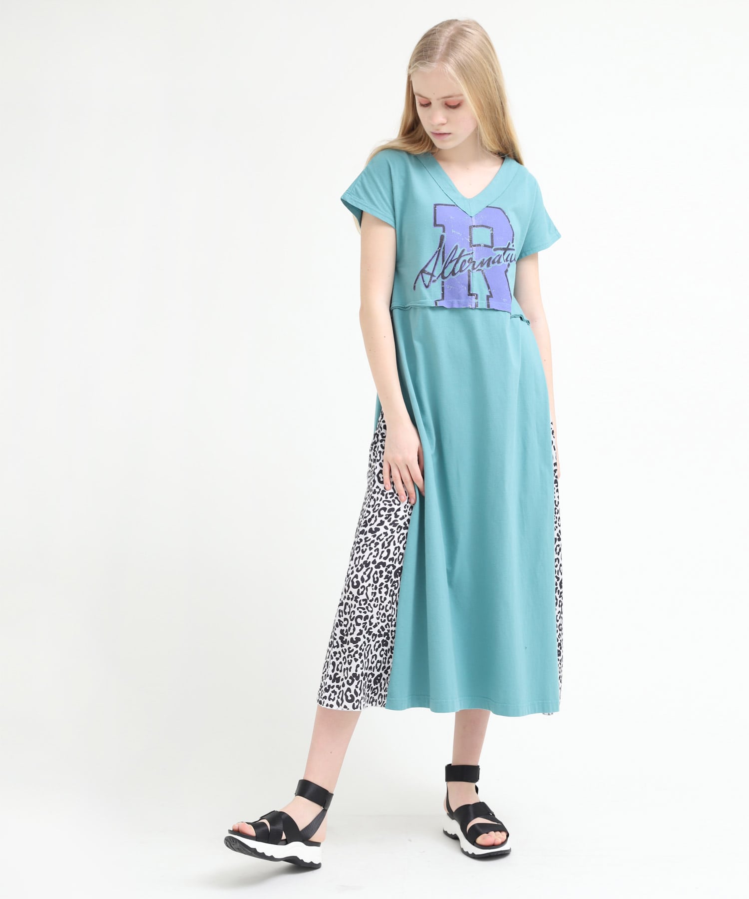 M1393 リメイク風レオパードコンビワンピース M ホワイト ワンピース Rna Online Store アールエヌエー公式通販