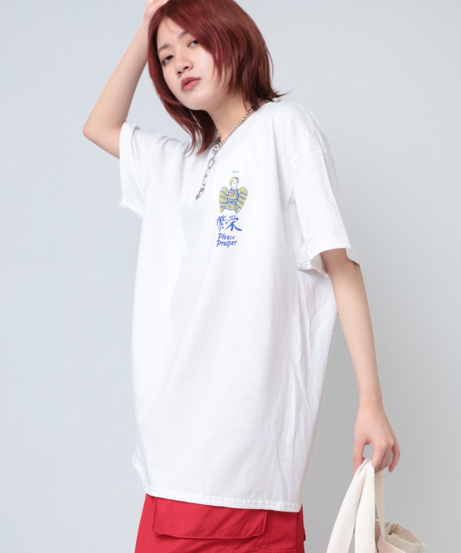 M2125 繁栄スーベニアプリントTシャツ(M ホワイト): トップス - RNA