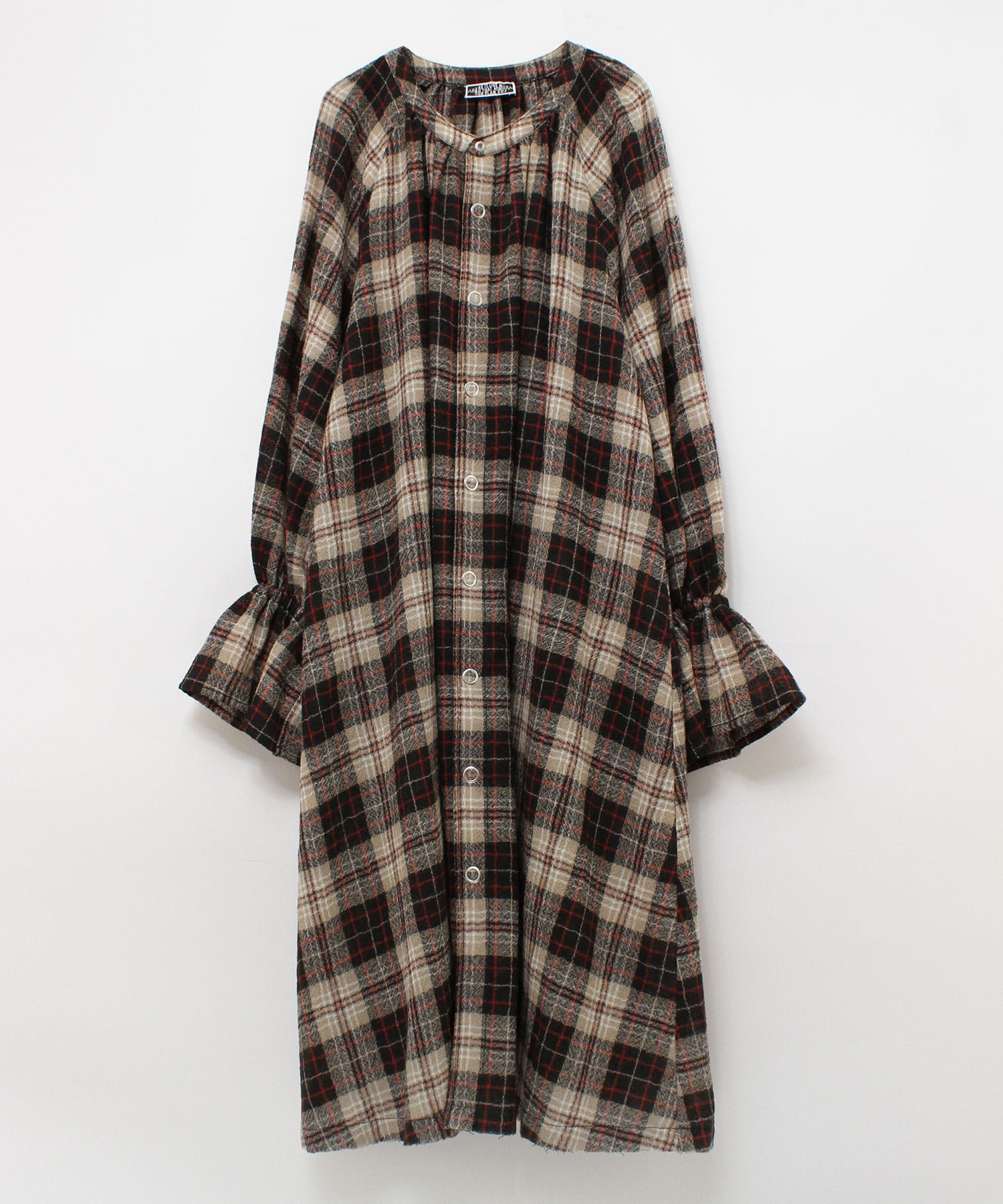 D1575 チェックガーゼボリュームワンピース M ベージュ ワンピース Rna Online Store アールエヌエー公式通販
