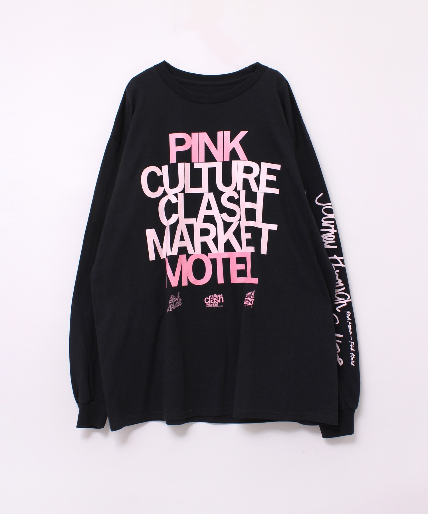 PINK MOTEL】M2031 PM C.C.MロゴプリントロングTシャツ(M ホワイト