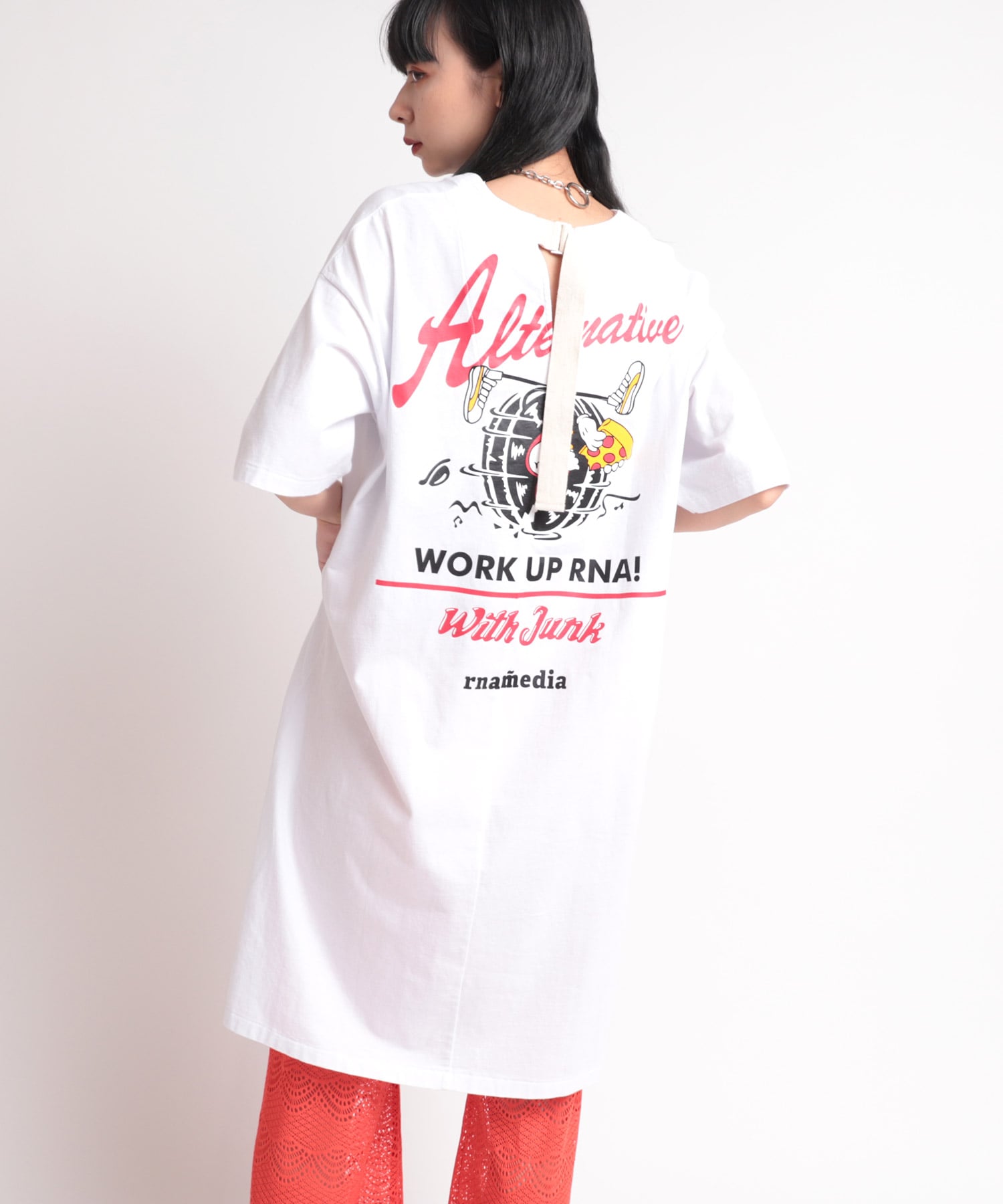 M1659 レコードプリントバックベルトtワンピース M ホワイト ワンピース Rna Online Store アールエヌエー公式通販