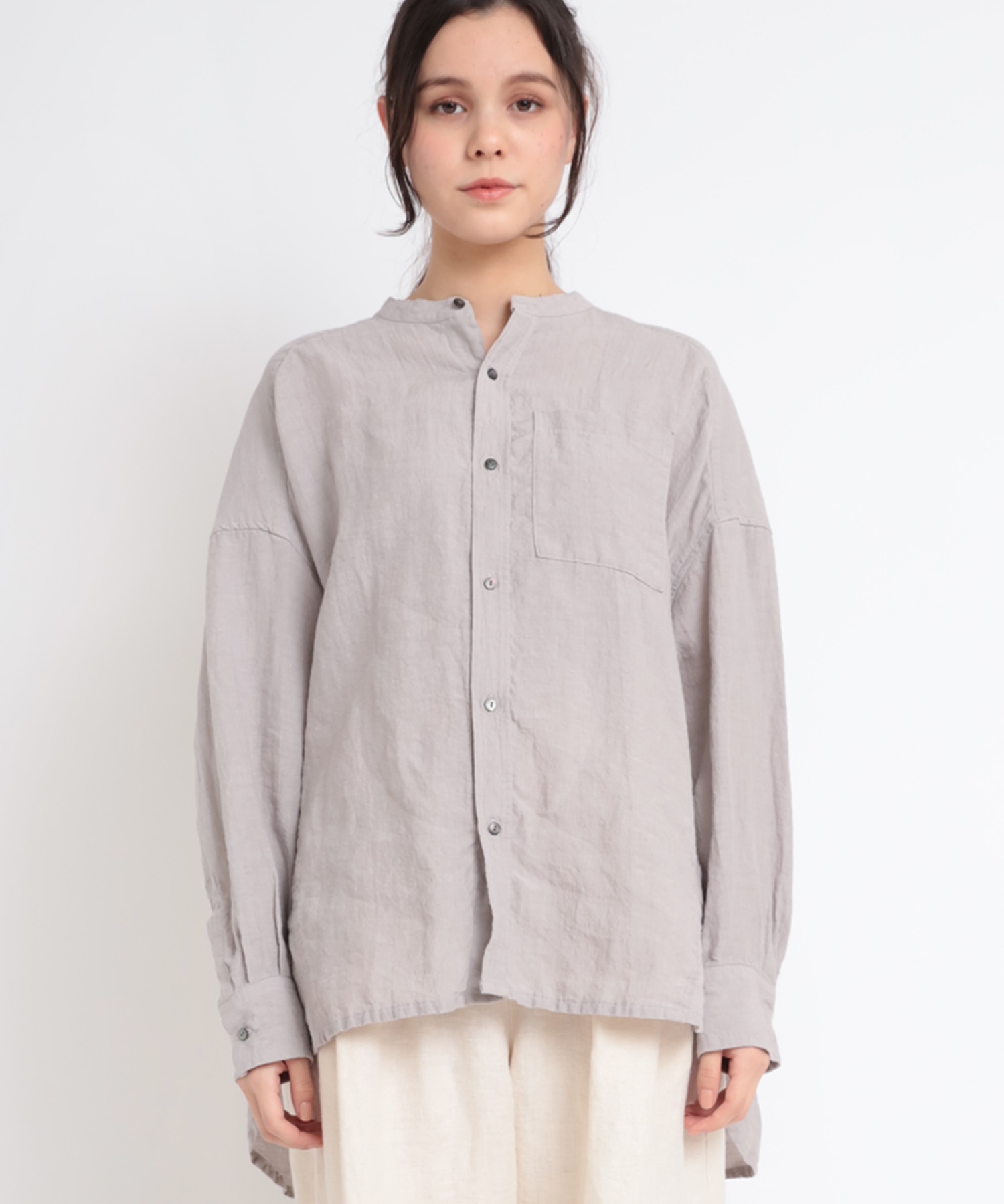 【2月下旬納期】B2677 ベルギーリネンオーバーサイズシャツ