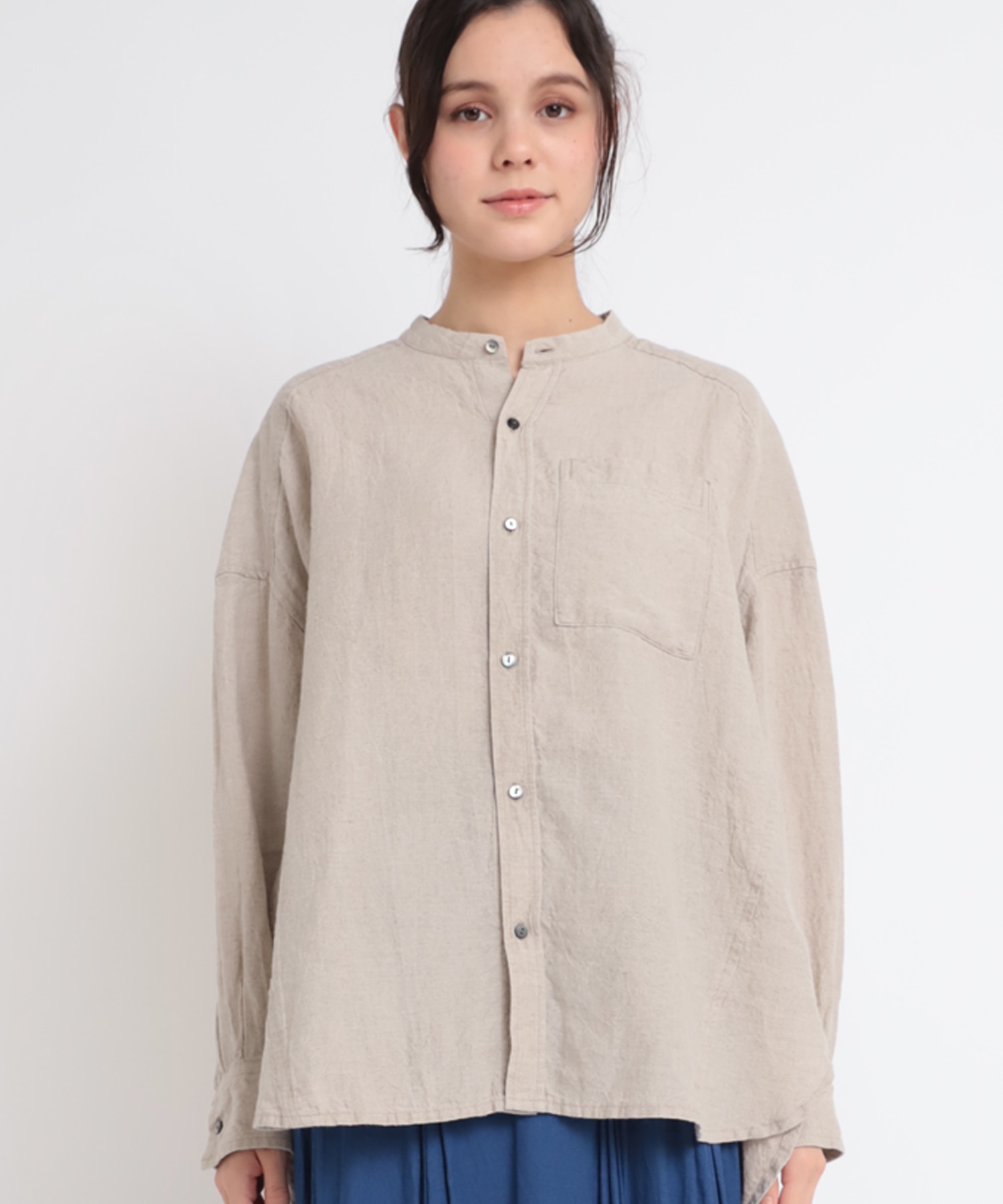 【2月下旬納期】B2677 ベルギーリネンオーバーサイズシャツ