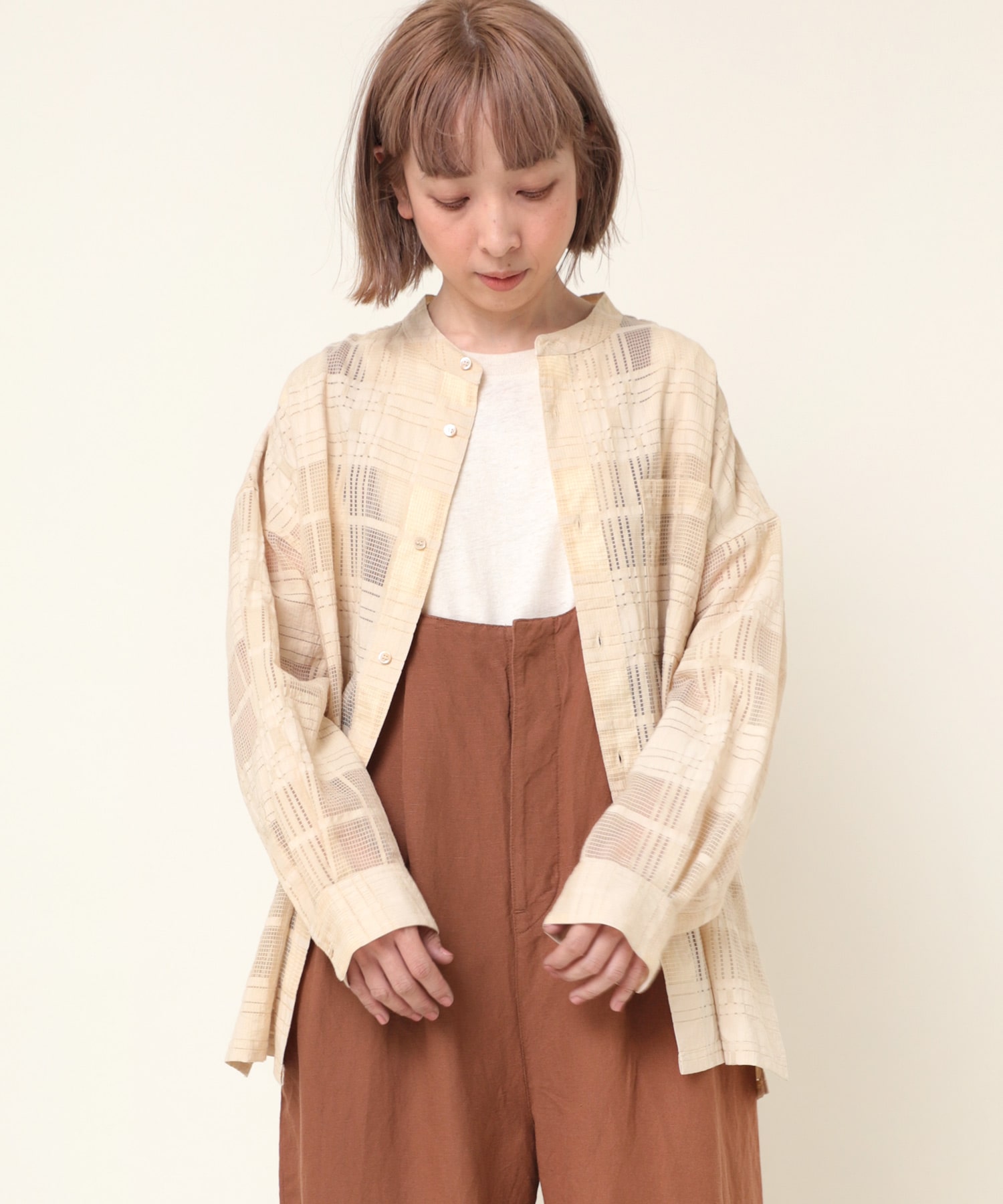B2753 シアーチェックオーバーサイズシャツ