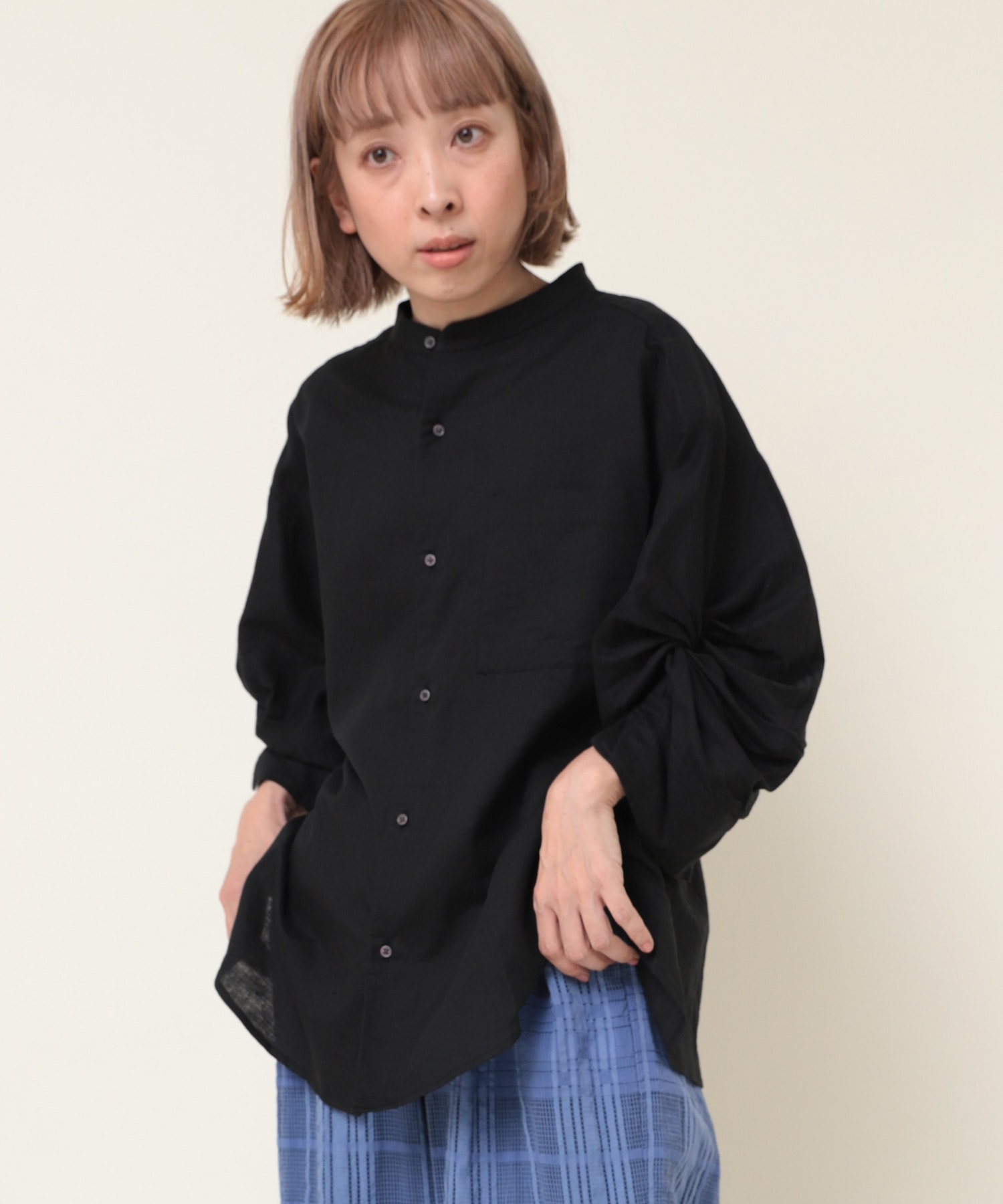 【4月上旬納期】B2754 C/リネンデザインスリーブシャツ