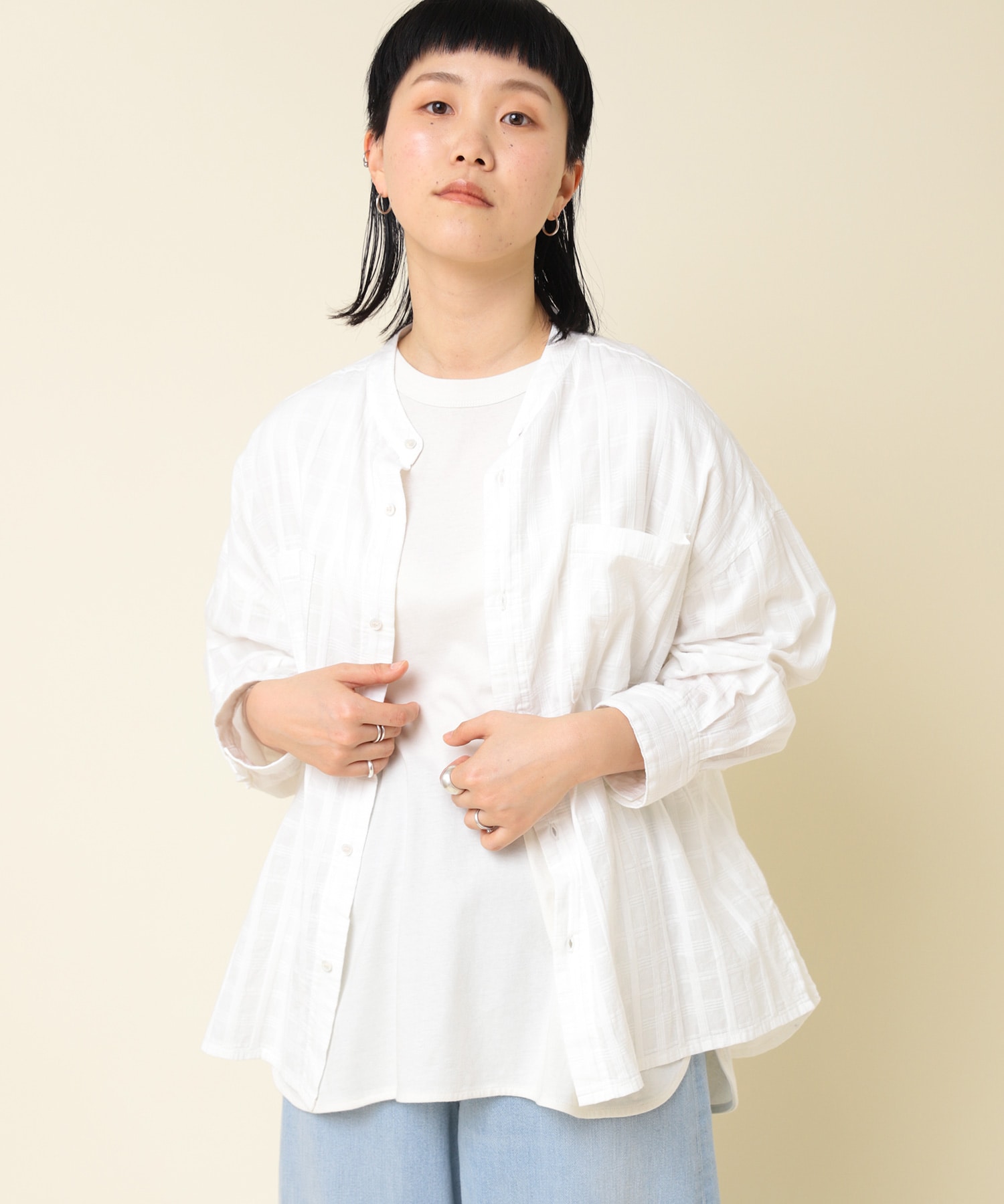 【4月中旬納期】B2819 コットンシアーチェックシャツ