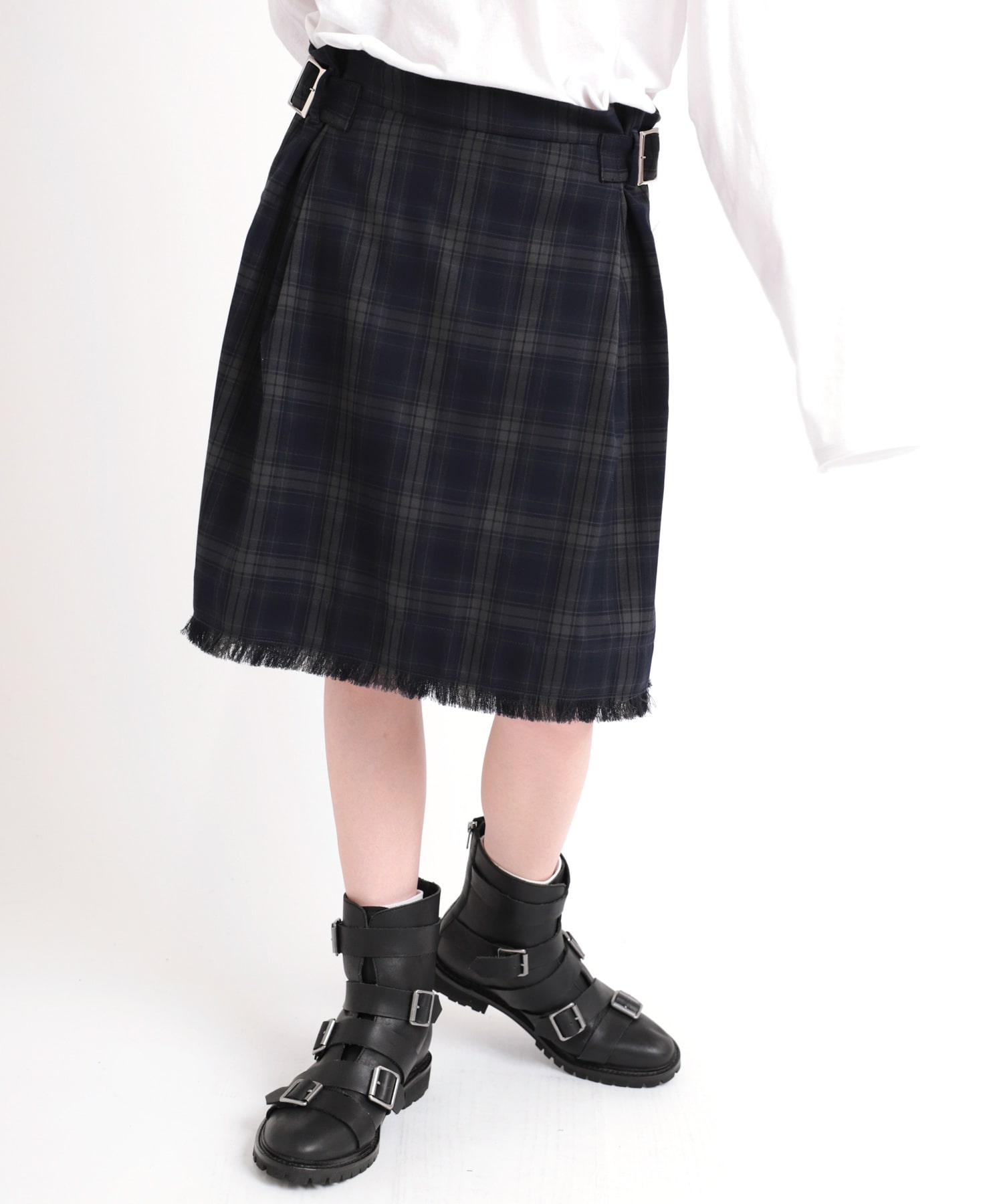 【11月下旬納期】G1045 チェックサイドZIPスカート