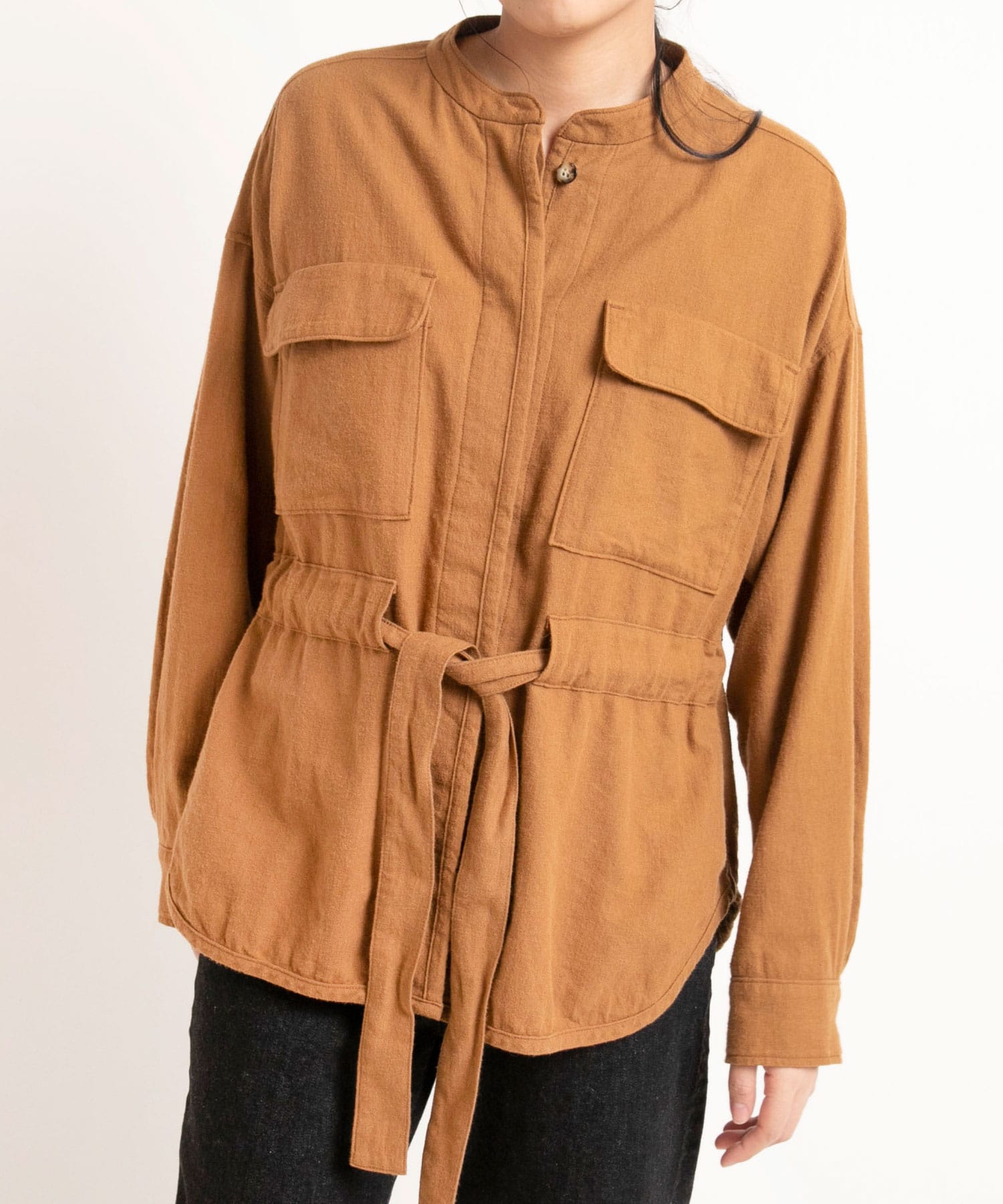 J1960 ウールリネンミドル丈シャツジャケット