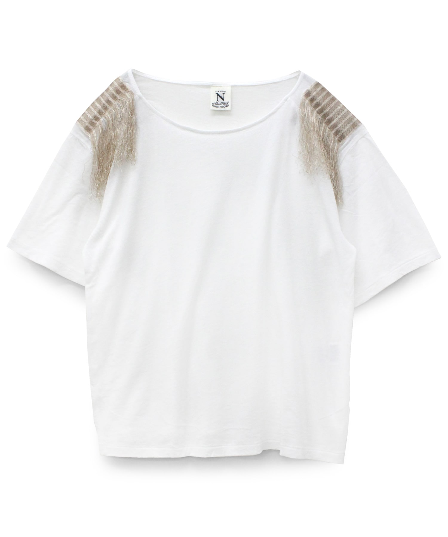 tシャツアディアム　ADEAM  Tシャツ　コットンレース　スカーフ　変形　白