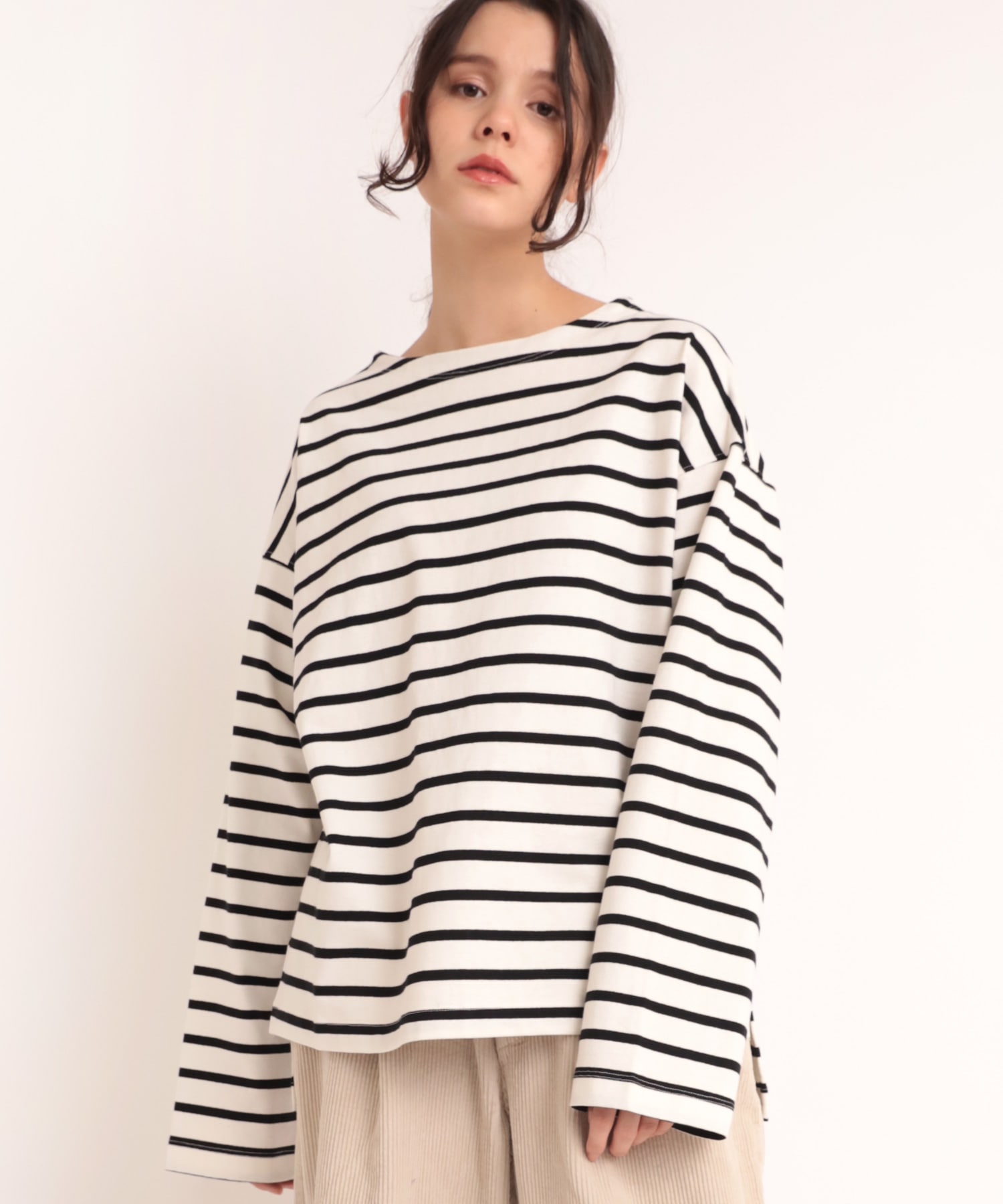 M1717 10/-天竺ボーダーボートBIG-Tシャツ