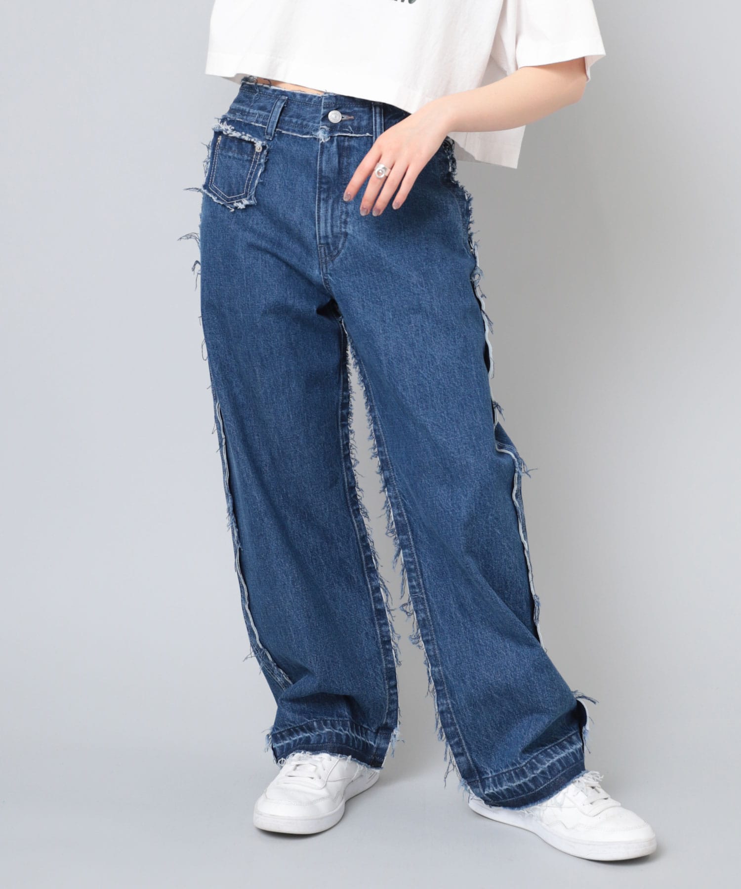 R4098 カット&パッチルーズパンツ